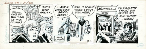 WINNIE WINKLE Dec. 1st 1981 Chicago Tribune Newspaper strip - JOE KUBERT Comic Art